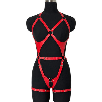 Fashion-forward PU Leather Full Body Harness Belt Waist Corset Belt for Women Wear Gothic Punk Clothing Exotic Accessories