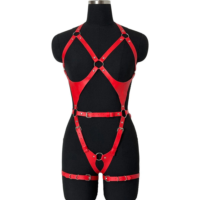 Fashion-forward PU Leather Full Body Harness Belt Waist Corset Belt for Women Wear Gothic Punk Clothing Exotic Accessories