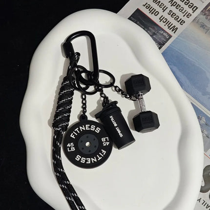 Dopamine Fitness Series Pendant D-shaped Buckle Detachable Barbell Plates Key Chain Bag Charm Creative Large Dumbbells Keyring