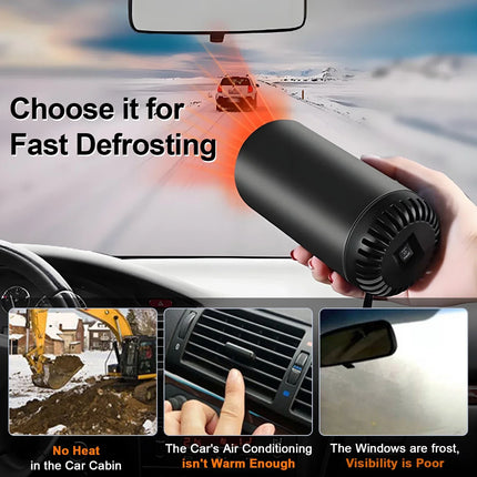 Eary Suction Cup Car Heater Portable 12V/24V 150W Windshield Defrost Defogger for Vehicle 2 in 1 Heating & Cooling 360 Defroster