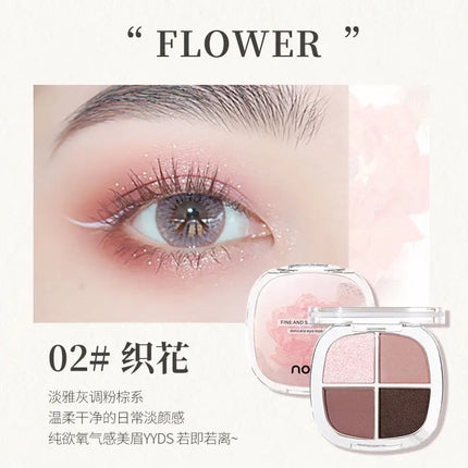 NOVO Four-color Eyeshadow, Matte, Pearlescent, High-gloss, Sweat-proof, Water-resistant, Ins, High-end And Affordable