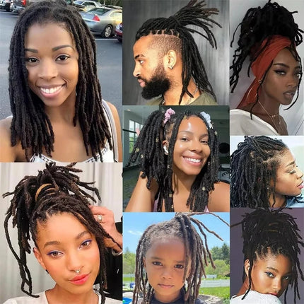 0.6cm Width 4-8 Inch 100% Real Human Hair Inter Loc Extensions Full Handmade Dreadlock Extensions for Men Women Kids Can Be Dye