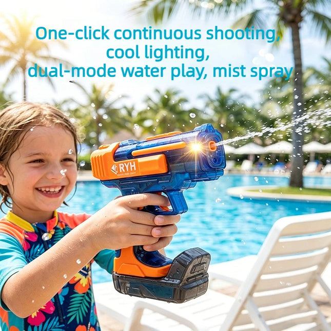 Electric Water Gun with Lights Continuous Firing Squirt Gun Long Range Shooting Watergun Mist Spray Water Pistol Outdoor Toy