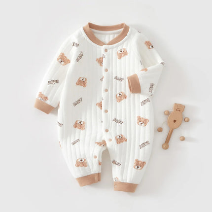 Somenie 2026 new Baby Jumpsuit Clothes Winter Thickening 100% Cotton  Boys Girls Bear Romper Infant Onesie Spring Trend