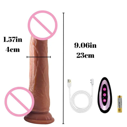 1pc 8.6inch Thrust Realistic Dildo Vibrator With 9 Telescopic And 10 Vibration Modes With Heating, Silicone Soft Realistic Remote Control Adult Sex Toy For G-spot Vibration Stimulation With Powerful Suction Cup