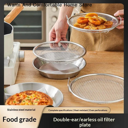 【W】Food-grade Premium Stainless Steel Filter Tray Oil Strainer Reusable Round Mesh Basket Frying Grilling Kitchen Strainer