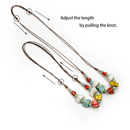 Miredo jewelry wholesale ceramic retro style necklaces women's pendant artware rope chain boondoggle #1119