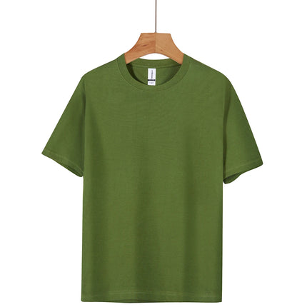 Unisex 100% Pure Cotton Solid Color Men's Summer round Neck Short Sleeve Shirt 180g Cotton T-Shirt in 16 Colors