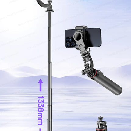 C22 AI Face Tracking Handheld Gimbal Stabiliser 360° Rotation Shoot Selfie Stick Tripod for Mobile Phone, 1/4'' Screw for Camera
