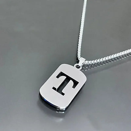 Fashion Punk A-Z Initial Tag Letter Stainless Steel Pendant Necklaces for Men Women Wholesale Jewelry Lot Collar Jewelry Goth