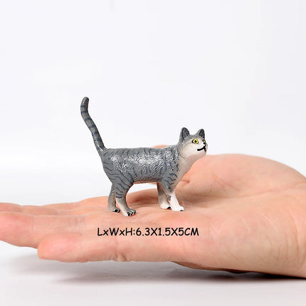 Realistic Plastic Cat Kitty Different Poses Figure Mini Cats Pet Model Figurines Cake Topper Kitten Toy Christmas Birthday Gift