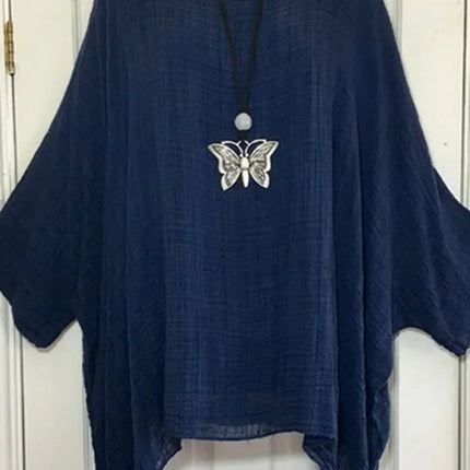 2024 Women t-shirts Plus Size 5XL T-Shirt Linen O Neck Casual Loose Shirt Summer Autumn New Solid Batwing Long Sleeve