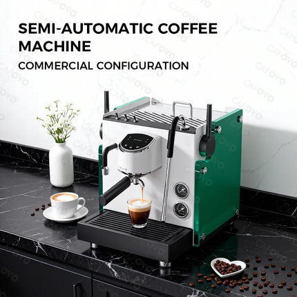 CAFOVO E137 9Bar Semi-Auto Coffee Machine Rotary Pump Dual-storage boiler Flow Meter PID PTC Temperature Control Espresso Maker