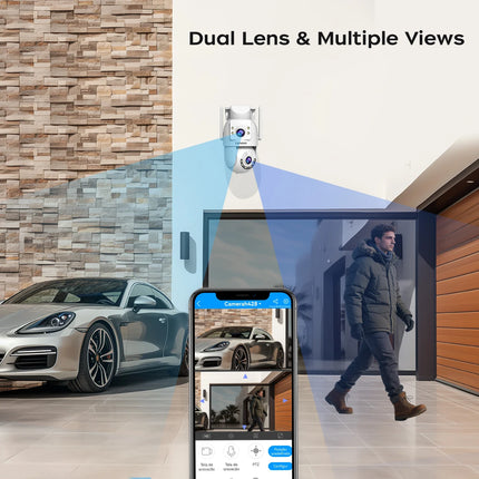 Lenovo 4K PTZ IP Camera Outdoor HD Dual Lens Dual Screen AI Auto Tracking 5G Wifi IP Camera CCTV Audio Video Surveillance