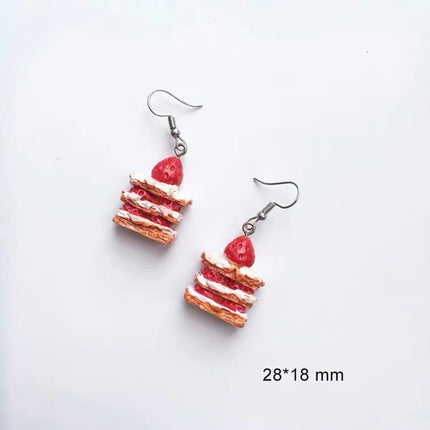 Cute Jewelry Bulk Wholesale Chocolate Strawberry Cake Popcorn Drink Coke Bottle Cap Miniature Food Resin Earrings for Women
