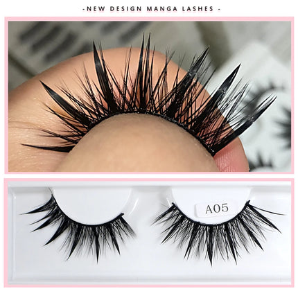 RED SIREN Eyelashes New Design Wet Manga Lashes Korean Makup Fashion Long Thick Natural Fake Eyelashes