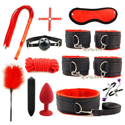 Sex Toys for Woman BDSM Sex Bondage Set Erotic Adults Toys Handcuffs Ankle Cuffs Collar Sex Toy Kit Adults Games Sex Products