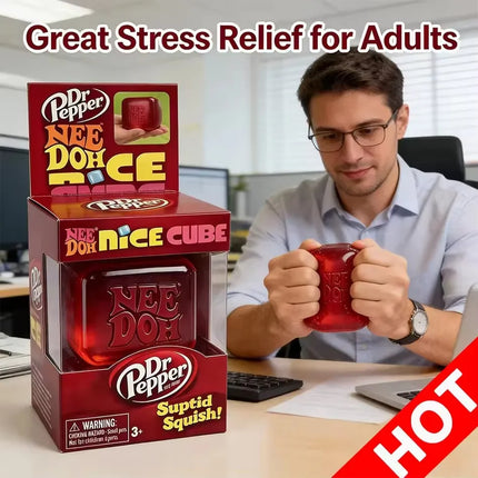 Dr Pepper Slow Rebound Squishy Fidget Toy Schylling Nice Cube Squeeze Sensory Stress Relief Anti-Anxiety for Kids Adults ADHD