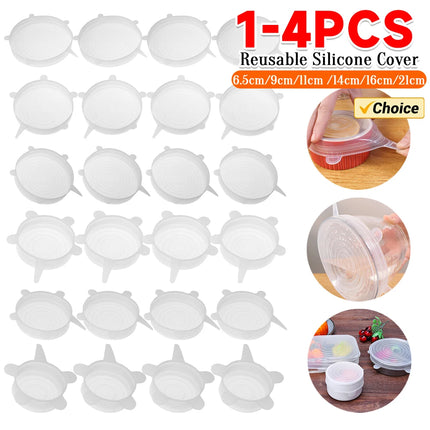 1-5Pcs Stretch Silicone Lids Heat Resistant Reusable Food Wrap Bowl Pot Pan Cover Universal Cookware Lid Kitchen Refrigerator