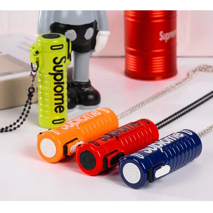 New Outdoor Windproof Pendant Inflatable Lighter Fashion Letter Jet Flame Strong Firepower Portable Lighter Men's Gift