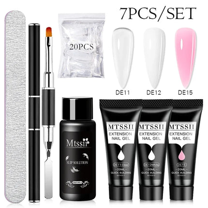 MTSSII 20m Extension Nail Gel Set Manicure Set Finger Quick Buliding Extension Gel Nail Polish Kit Soak Off UV Gel LED Nail Art