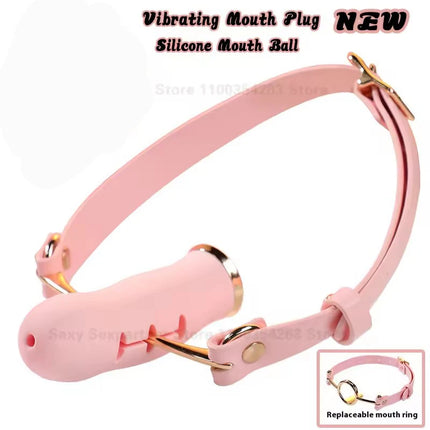 Vibrating Deep Throat Mouth Ball Replaceable Mouth Plug Female Sex Toys For Woman Simulation Dildo Mouth Gag Flirt Sex Tools 18+