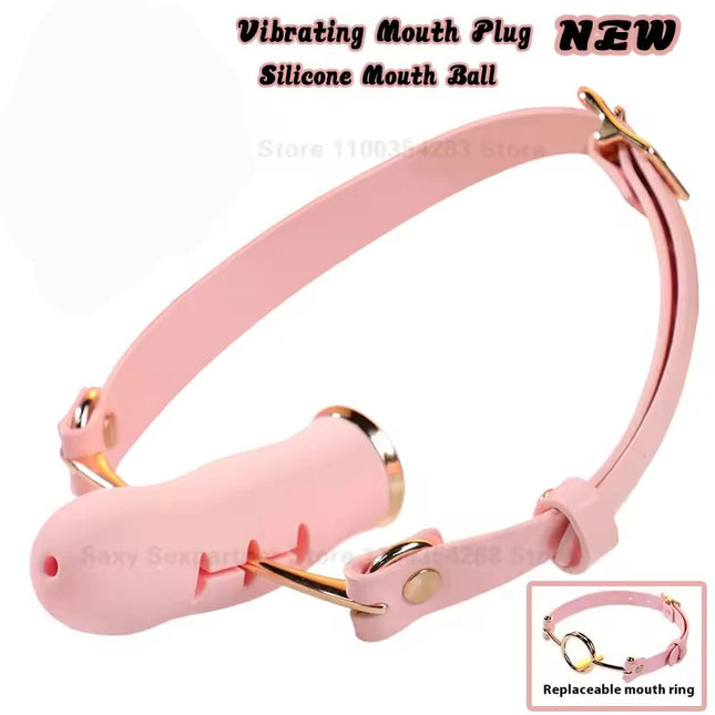 Vibrating Deep Throat Mouth Ball Replaceable Mouth Plug Female Sex Toys For Woman Simulation Dildo Mouth Gag Flirt Sex Tools 18+
