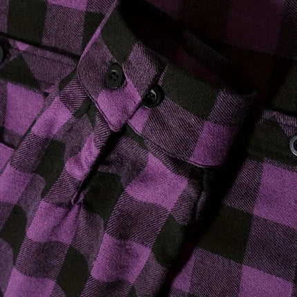 Men's Shirts Classic Plaid Casual Button Down Hooded Long Sleeved Double Pockets Shirt Hoodie Flannel Jacket Spring Autumn Tops
