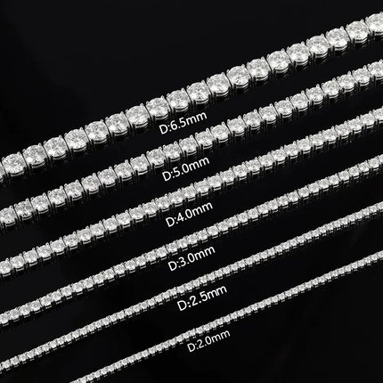 New D VVS1 Moissanite Tennis Necklace 3/4/5/mm for Women Luxury Exquisite 925 Sterling Silver Jewelry Simulated Diamond Gifts