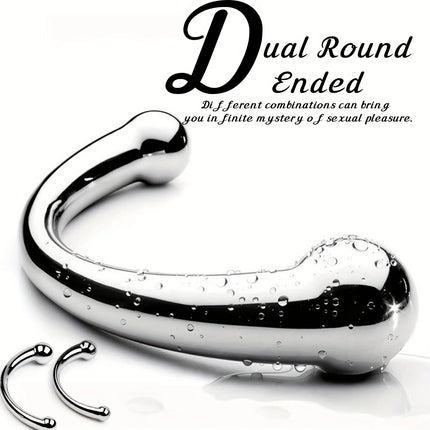 Double Ended Stainless Steel G Spot Wand Massage Stick Pure Metal Penis P-Spot Stimulator Anal Plug Dildo Sex Toy For Women Men