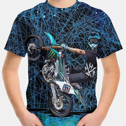 2024 Summer Kids Clothing Motorcycle Children's T-Shirt 3D Printing Short Sleeve Boys Girls Loose Tops Streetwear 2 To 8 Years
