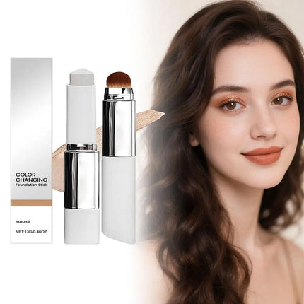 Color Changing Foundation Stick Brightens Concealer Stick Ouble Head With Brush Lightweight Moisturizing Brightening Cosmetics