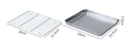 Stainless Steel Baking Pan Tray with Wire Rack Cake Baking BBQ Pan Tray Plate Oven Brownie Rack Cooking Roasting Grilling Tool