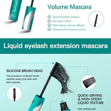 Waterproof Mascara Lash Curling Thick Lengthening Volumizing Eyelash Extension Long-Wearing Sweat-proof Black Mascara Eye Makeup