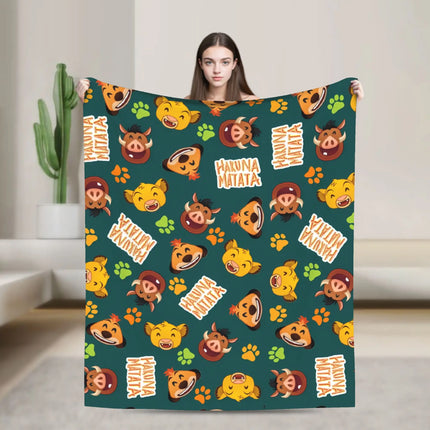 Warm BlanketGirls Boys Decorative Simba Lion King Throw Blanket  Flannel Bedspread Chair Sofa Bed Street Trend Sofa Bed Cover