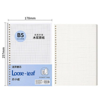 A5/B5/A4 Loose - Leaf Refills - 60 Sheets, Multi - Style Notebook Inserts Grid/Line/Blank Inner Page Refill