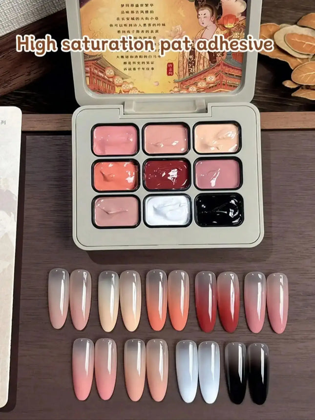 9-colors Tang Dynasty Never Sleeps City Patting Glue Smudge Canned High Saturation Popular Semi-Solid Nail-da tang bu ye cheng