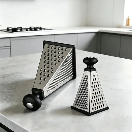 Stainless Steel 4 Sided Pyramid Grater With Non Slip Handle Perfect For Home Kitchen Shred Cheese Vegetables Potato Carrot