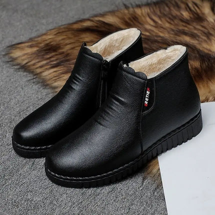 Thickened Warm Cotton Shoes for Middle-Aged And Elderly Women Winter Mom Shoes Fleece-Lined Anti-Slip Flat Bottom Soft Bottom...