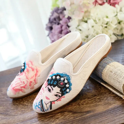 Chinese Style Summer Harajuku Slippers Women Shoes for Women Fashion Casual Vintage Embroidery Ethnic Style Streetwear