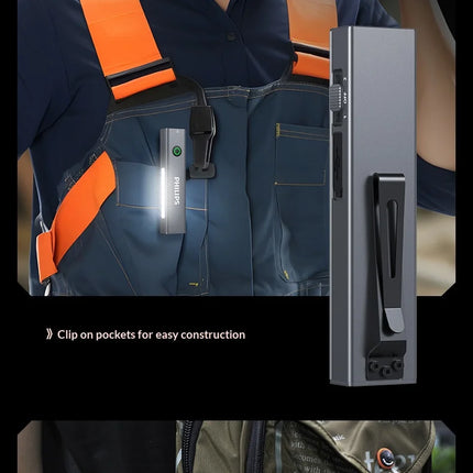 Philips New Flashlight 600LM Supports 3 Type Dimming UV light, Red Laser, 365nm Purple Light, COB,Magnetic Function with a Clip