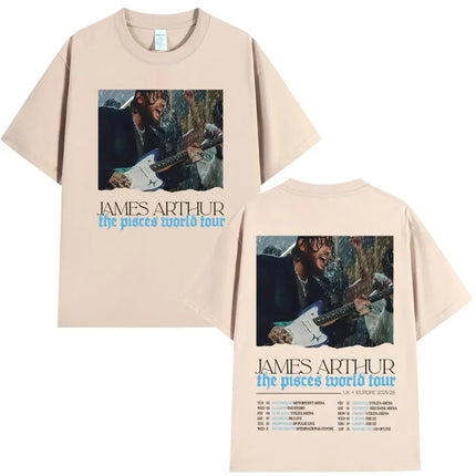 2026 Summer James Arthur Pisces World Tour Pattern T-shirt Summer Men's Hip Hop Retro Cotton Loose Casual Street Y2K T-shirt