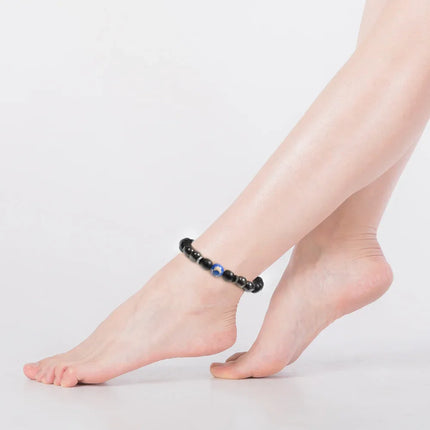 Anti-Swelling Black Obsidian Anklet Bracelet Treatment  Adjustable Weight Loss Magnetic Therapy Magnet Anklet Bracelet Women Men