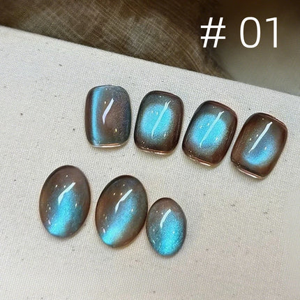 MN 10ml 1-12pcs 2025 Autumn Blue Brown Cat Eye Gel Nail Polish Popular Flash Chocolate Glass Beads Nails Black Nails Christmas