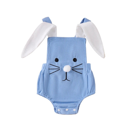 Baby Girls Boys Rompers Rabbit Embroidery Bunny Ears Straps Sleeveless Bodysuits Summer Casual Easter Clothes