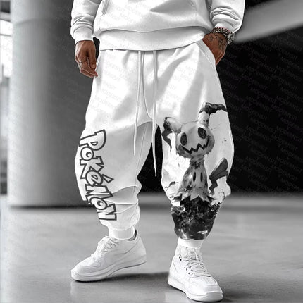 Pokémon Anime Peripheral Sweatpants American Street Hip Hop Sports 2025 Summer/Autumn Men's and Women's Cotton Tie Trousers