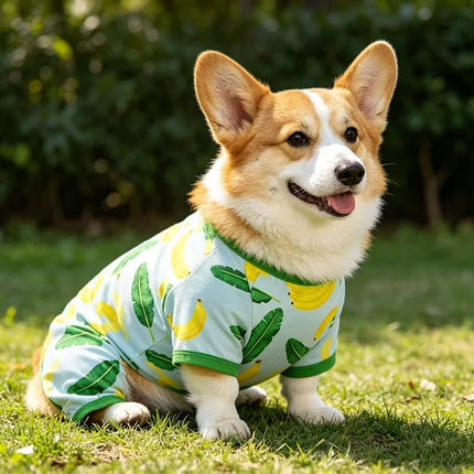 Dogs Pajamas Cute Banana Leaf for Small Dogs Soft Material Stretchable four-legged pet jumpsuit Indoor Pet Loungewear