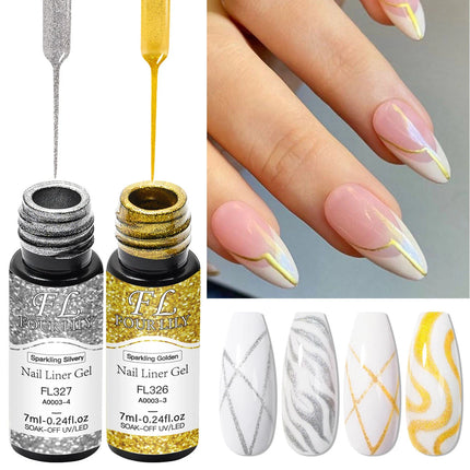 1/2pcs Nail Liner Gel Polish Kit Black White Gold Silver DIY Nail Supplies French Nails Design UV/LED Drawing Painting Gel Glue