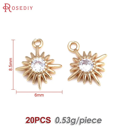 18K Gold Color Brass  Zircon Star Charms Pendants Jewelry Necklaces Earrings Bracelets Making Supplies Diy Findings Accessories