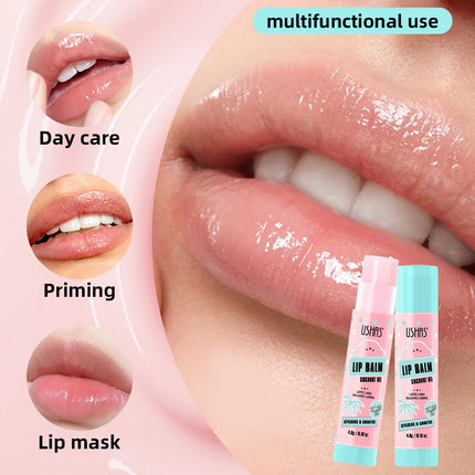 2pcs Coconut Oil Lip Balm Deep Moisturizing Lipstick Natural Plant Essence Lipbalm Prevents Chapped Lips Care for Dry Lips